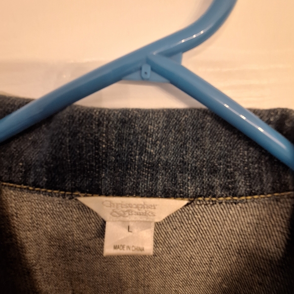 Christopher And Banks Embroidered Denim Jacket with Floral Design - Picture 2 of 3